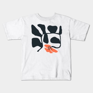 Midcentury Abstract Hibiscus (Square) Kids T-Shirt